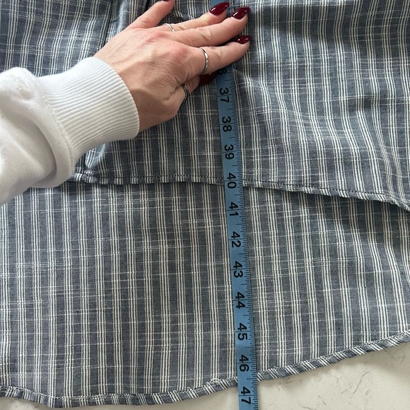 NWOT Max Studio Tie Front Cotton Blend Navy/White Train Striped Midi Dress - Picture 16 of 16